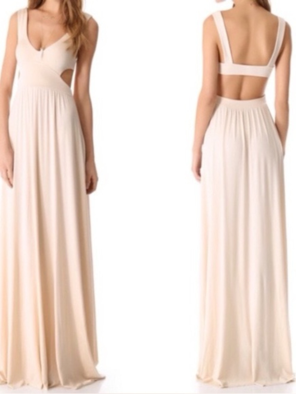 Rachel Pally Cream V-Neck Maxi Dress Cut Out Size Small